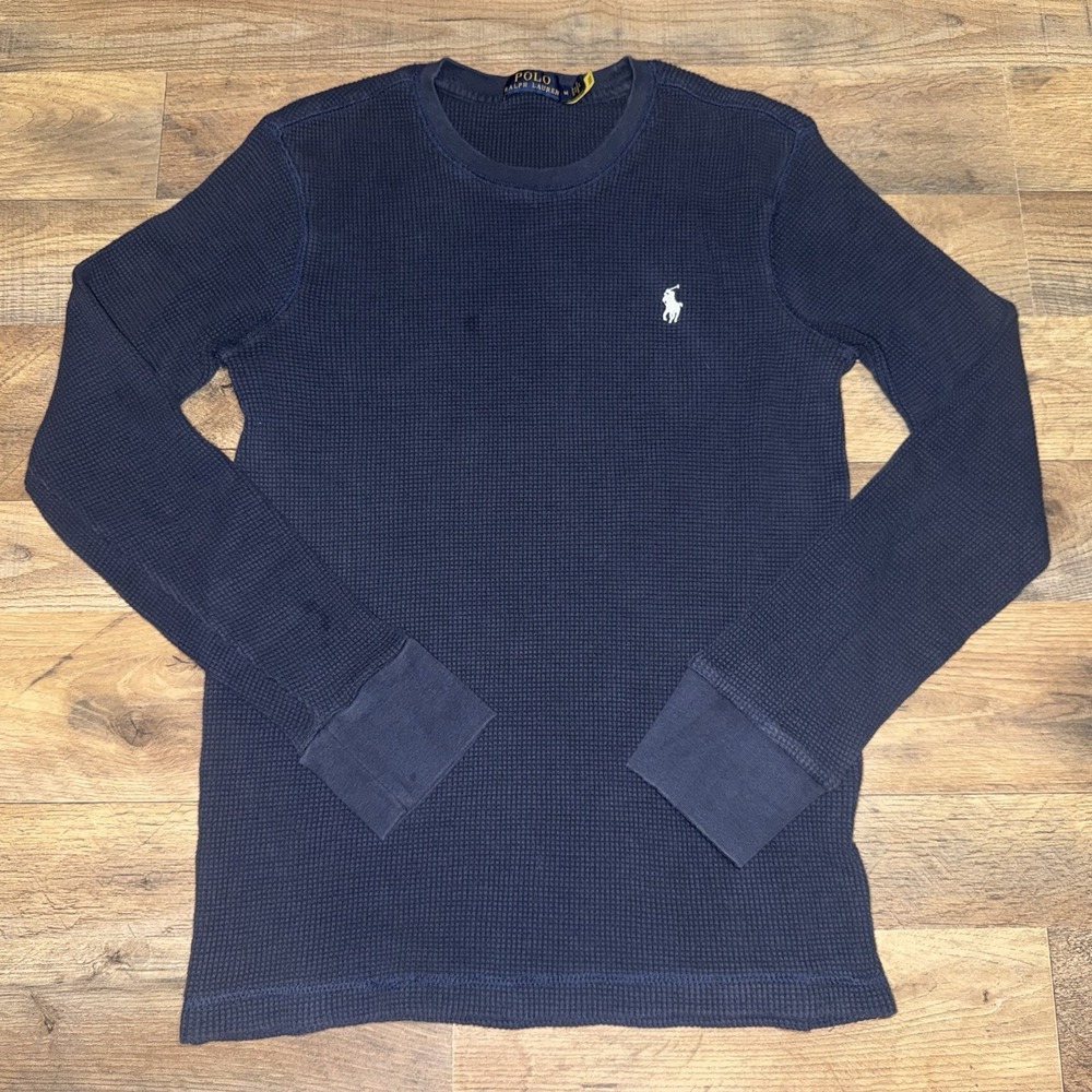Polo Ralph Lauren Blue Long Sleeve Waffle Knit Thermal Shirt Men's Medium